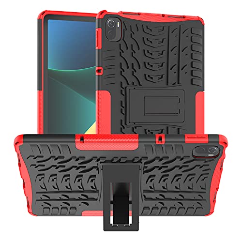 Kemocy Custodia Schutzhülle für Xiaomi Pad 5 / Xiaomi Pad 5 Pro 5G, Schutzhülle aus PC und TPU, mit Standfunktion für Tablet Xiaomi Mi Pad 5/Mi Pad 5 11 Zoll 2021, Rot von Kemocy