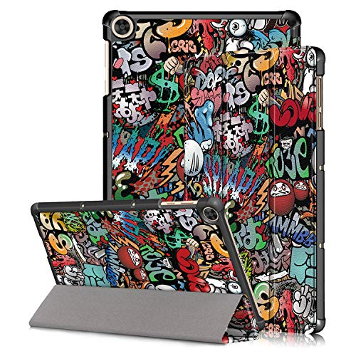 Kemocy Schutzhülle für Huawei MatePad T10 / T10S,PU Leder Flip Cover mit Standfunktion Hülle für Huawei MatePad T10s 10.1" AGS3-L09 AGS3-W09 / T10 9.7" AGR-L09 AGR-W09 Tablet,Graffiti von Kemocy