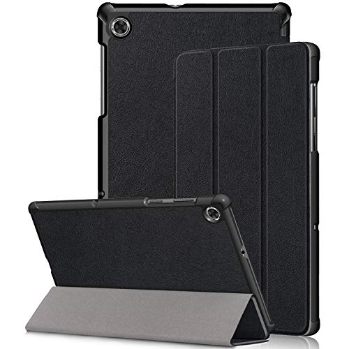 Kemocy Schutzhülle für Lenovo Tab M10 HD (2nd Gen) TB-X306X/TB-X306F, PU-Leder mit Standfunktion Smart Case Cover für Lenovo Tab M10 HD (2nd Gen) 10,1 Zoll Tablet, A-Schwarz von Kemocy