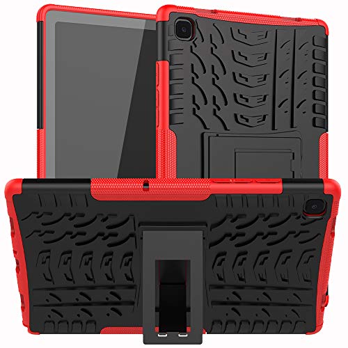 Kemocy Schutzhülle für Samsung Galaxy Tab A7 10.4 2020, Schutzhülle aus PC & TPU mit Ständer für Samsung Galaxy Tab A7 10.4 LTE WiFi SM-T500 / T505 / T507 Tablet, Rot von Kemocy