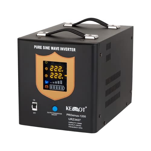 Notstromversorgung KEMOT PROsinus-1200 URZ3407B Wechselrichter Reiner Sinus Ladefunktion 12V 230V 2000VA/1200W, schwarz von Kemot