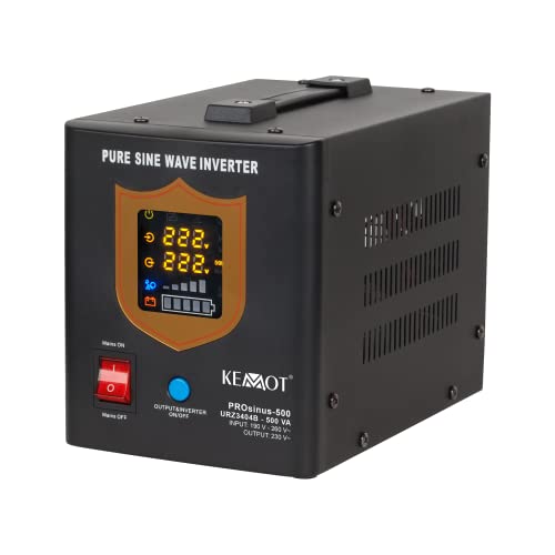 Notstromversorgung KEMOT PROsinus-500 URZ3404B Wechselrichter Reiner Sinus Ladefunktion 12V 230V 500VA/300W, schwarz von Kemot