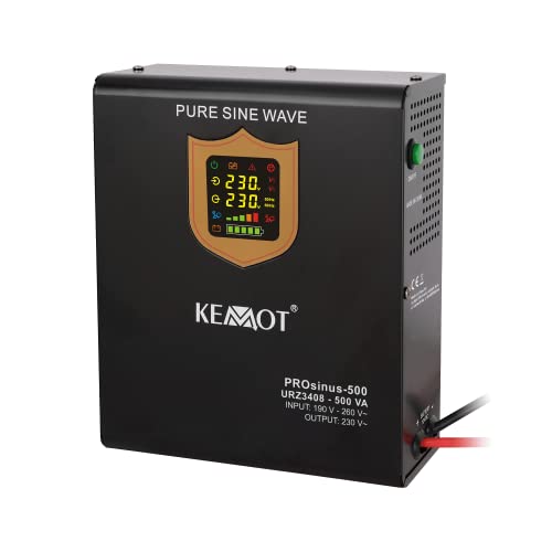 Notstromversorgung KEMOT PROsinus-500 URZ3408 Wechselrichter Reiner Sinus Ladefunktion 12V 230V 500VA/300W, schwarz von Kemot