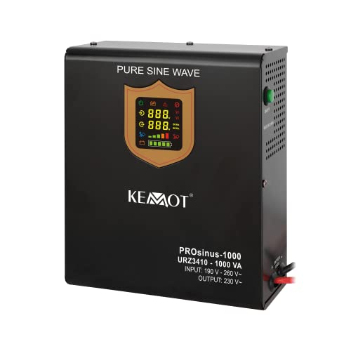 Notstromversorgung KEMOT PROsinus-700 URZ3410 Wechselrichter Reiner Sinus Ladefunktion 12V 230V 1000VA/700W, schwarz von Kemot