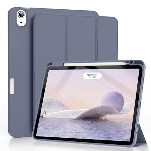 KenKe Schutzhülle für iPad Air 4. Generation 2020 mit rechtem Stifthalter, leichtes Smart Cover weicher TPU-Rückseite + 【Apple Pencil Charging】 Auto Sleep/Wake 4 Hülle 10,9 Zoll – Lila von KenKe
