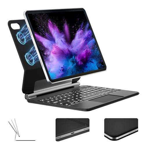 KenKe keyborad Hülle für iPad 10. Generation 27,7 cm (11 Zoll) 2022, Magische Tastatur, schwebender freitragender Ständer, Hoch-/Querformat, Multi-Touch-Trackpad mit Hintergrundbeleuchtung in 7 Farben von KenKe