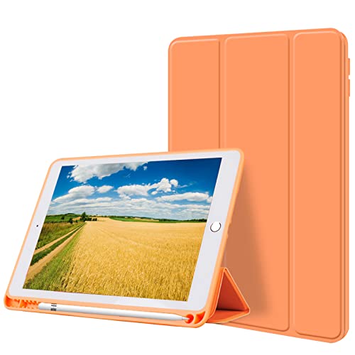 kenke 20,2 Zoll 2020/2019 Hülle mit Stifthalter, automatische Wake/Sleep-Smart-Cover dreifach klappbarem Ständer, stoßfeste weiche TPU-Rückabdeckung für iPad 8. Generation 2020/iPad 7. 2019, Orange von KenKe
