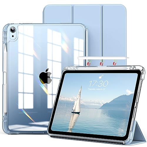 kenke Hybrid-Schutzhülle für iPad Air 5./4. Generation 2022/2020 10,9 Zoll mit Stifthalter, 2-in-1-Schiebeschublade, abnehmbare Abdeckung mit klarer transparenter Rückschale, automatischer von KenKe