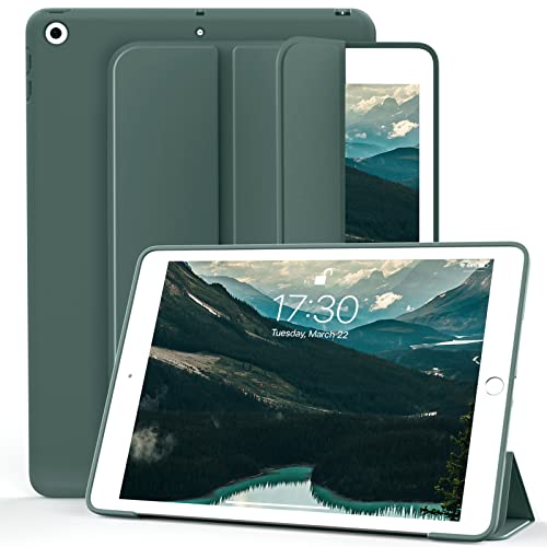 kenke Schutzhülle für iPad 10,2 Zoll (2020/2019), weiche TPU-Rückseite, leicht, dreifach faltbar, stoßfest, für iPad 8/iPad 7, automatische Schlaf-/Wachfunktion, für iPad 7. Generation, dunkelgrün von KenKe