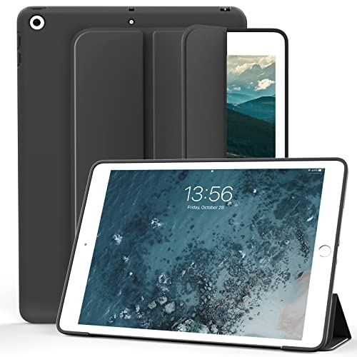 kenke Schutzhülle für iPad 8. Generation (2020)/iPad 7. Generation (2019), iPad 10.2 Zoll (25.9 cm), leicht, dreifach faltbar, stoßfest, weiche TPU-Rückseite, für iPad 8/7. Generation, Schwarz von KenKe