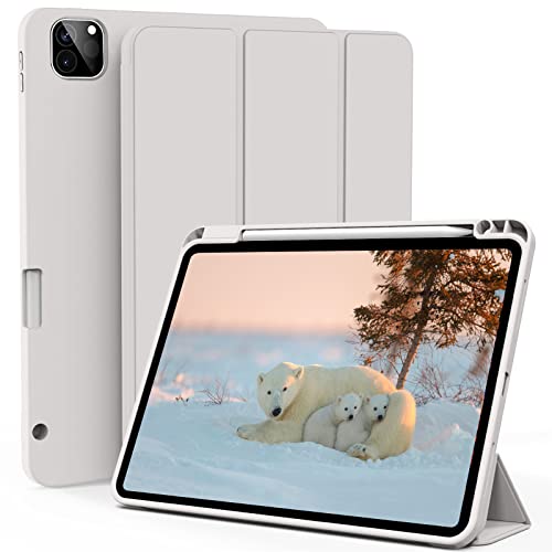 kenke Schutzhülle für iPad Pro 32.9 cm (12.9 Zoll) mit Stifthalter, schlanker, leicht, weiche TPU-Rückseite mit automatischer Sleep/Wake für iPad Pro 12.9 Zoll (12.9 Zoll), Grau von KenKe