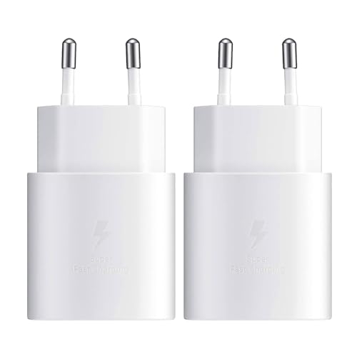 2 Stücke 25W USB C Ladegerät Schnellladegerät für Samsung Galaxy S24 S23 S22 S21 S20 Plus Ultra S24+ S23+/Z Fold 5/4/ Z Flip 5/4 5G/ Note20/10/A54 A55/ iPhone, iPad, Tablet, Ladeadapter Netzteil von KenSera