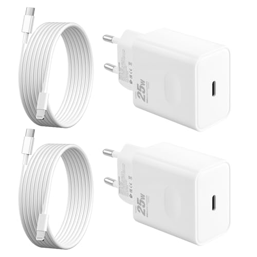 2er-Pack 25W USB C Schnellladegerät and 1,5M iPhone Ladekabel (Apple MFi Zertifiziert) Lightning Kabel für iPhone 14/14 Plus/14 Pro/14 Pro Max/13 12 11 SE/Pad, USBC Schnellladekabel Ladegerät von KenSera