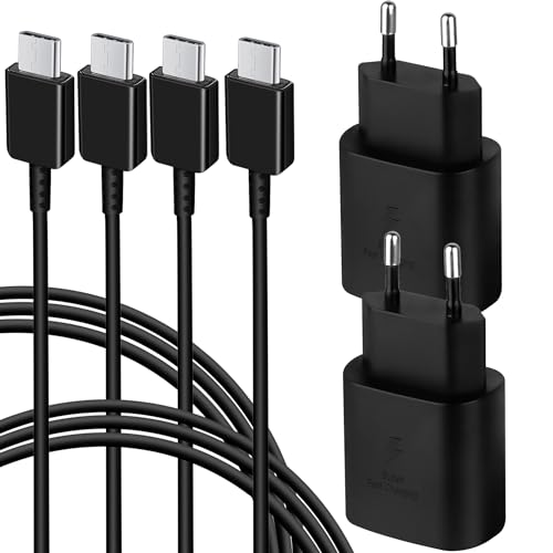 2er-Pack 25W USB C Schnellladekabel und Schnellladegerät Ladegerät für Samsung Galaxy S25 S24 S23 S22 S21 S20/Note20 S10 S9 A73 A54 A55 with 1,5M Kabel, USBC Ladekabel Netzteil Adapter Ladestecker von KenSera