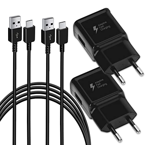 2er Pack Ladegerät mit Schnellladefunktion (USB Typ-C) Schnellladegerät mit Original Ladekabel 1,5m Für Samsung Galaxy S10/S9/S8/S10e/S10+/S8+/S9+/Note 8 9 10/S22/SS21+/S21 Ultra/ S20/Z Flip3 von KenSera