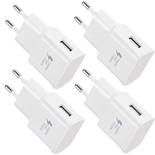 4er Pack USB Ladegerät, Universal Netzteil Netzstecker, Ersatz-Original Schnellladegerät für Samsung Galaxy S8, S9, S8 S9 Plus, S10, S10 Plus, S10e 5G, S6, S7 Plus, A50, A51, A03, A13, Z Flip3 von KenSera