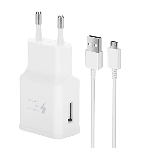 Ladegerät für Samsung Schnellladegerät USB Netzteil mit Micro USB Schnellladekabel 1.5M Kompatibel mit Samsung Galaxy S7 S7 Edge S6 S5 S4 S3 S2 Note 5/4 Xcover 4 3 2 J3 J4+ A5 A7 J5 J7 Tab (Weiß) von KenSera