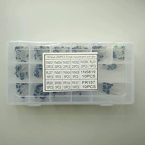 Keneddng 16 Werte 200pcs. 1N4001 ~ FR157 1N5404 1N5408 1N5819 SR260 SR360 FR104 FR107 Dioden Brückengleichricher Sortiment Kit Set Keneddng 16 Werte 200pcs. 1N4001 ~ FR157 1N5404 1N5408 1N5819 SR260 SR360 FR104 FR107 Dioden Brückengleichricher Sortiment Kit Set von Keneddng