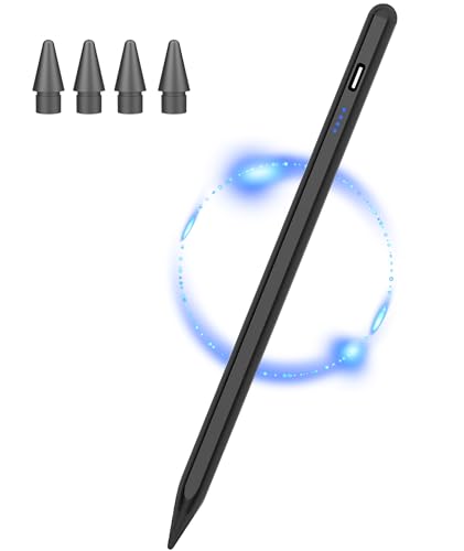 Stylus Stift für iPad Apple(2018–2023) mit Neigungssensitivitä, Palm Rejection, Kenkor Active Pad Stift Pencil kompatibel mit Apple iPad 6/7/8/9/10, Pro 11/12,9", Mini 5/6, Air3/4/5-Schwarz von Kenkor
