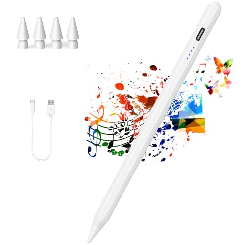 Stift für iPad Apple(2018–2023), Stylus Pen für Pad mit Neigungssensitivitä, Palm Rejection, Kenkor Pad Stift kompatibel mit Apple iPad 6/7/8/9/10, Pro 11/12,9", Mini 5/6, Air 3/4/5 - Weiß von Kenkor