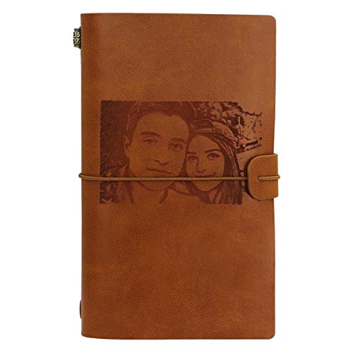 Personalisierbares Leder-Notizbuch, nachfüllbares Reise-Notizbuch, personalisierbar mit Ihrem eigenen Foto für Männer und Frauen, perfektes Tagebuch für Skizzieren von Kenon