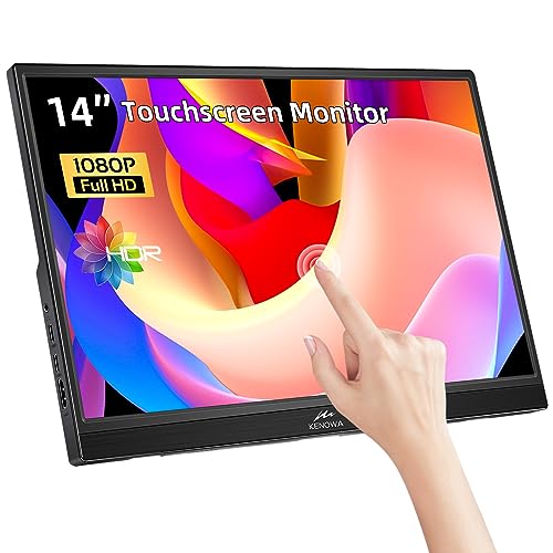 Kenowa 14 Zoll Tragbarer Monitor Touchscreen Portable Touch Bildschirm 1920x1080 IPS HDR FHD Externer Monitor mit USB Type C HDMI Eingang für PC Raspberry pi,Laptop,PS4,Xbox,Switch von Kenowa