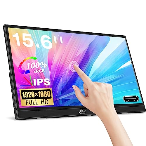 Kenowa 15.6 Zoll Touchscreen Portable Monitor, HDR Tragbarer Monitor 1920x1080 Eye Care IPS Bildschirm mit HDMI USB Typ-C für Raspberry pi/Computer/Laptop/PC/PS3/PS4/Xbox,Externer Monitor von Kenowa