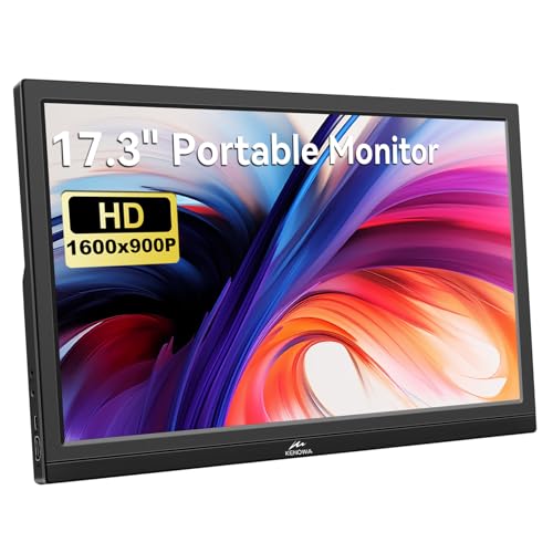 Kenowa 17.3 Zoll USB-C Tragbarer Monitor HD 1600 * 900 Bildschirm LCD Externe Monitor mit Typ-C/HDMI Kopfhörerbuchse für PS3 PS4 Mac Raspberry Pi B Computer Laptop von Kenowa
