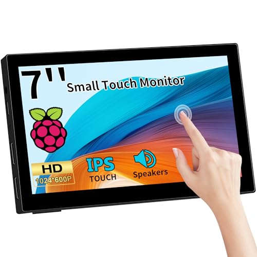Kenowa 7 Zoll Kleiner Touchscreen Monitor, Portable Raspberry pi Touch Bildschirm 1024x600 IPS LCD HD Farbe Bildschirm Monitor mit 2 HDMI Eingang für PC Raspberry pi,Laptop von Kenowa