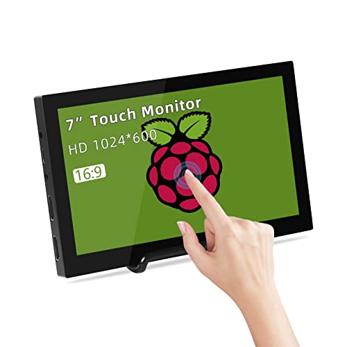 Kenowa Kleiner Touchscreen Monitor 7 Zoll, HD 1024x600 Raspberry pi Touch Bildschirm Portable USB-C Monitor with HDMI Port für Computer Laptop Raspberry pi 4B 3B+ 2 Model B,mit Metallbügel von Kenowa