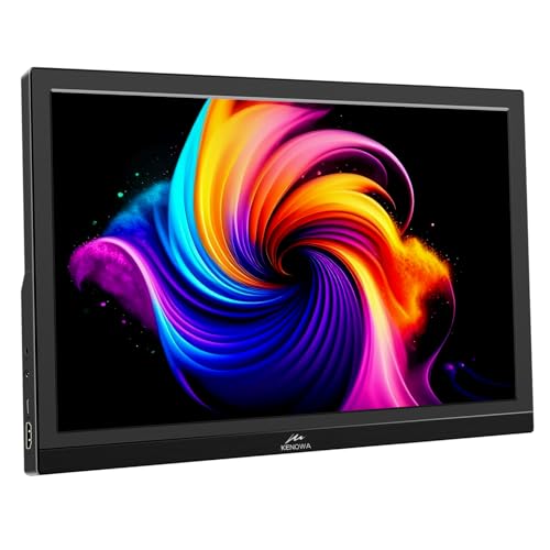 Kenowa Portable Monitor 15.6 Zoll USB-C Tragbarer Monitor FHD 1080P IPS Bildschirm Extend Monitor Mobiler Display mit Typ C HDMI für Raspberry pi/Laptop/PC/Xbox/PS4,mit Eingebauten Lautsprechern von Kenowa