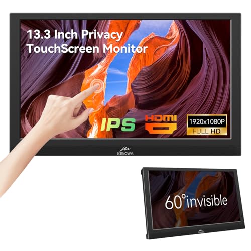 Kenowa 13,3 Zoll Tragbarer Monitor Touchscreen mit HDMI VGA Type-B Sichtschutz/Lautsprecher IPS Bildschirm FHD 1080P Touch Monitor für Computer Windows 7 11 OS Raspberry Pi,Laptop,Xbox,Mac von Kenowa