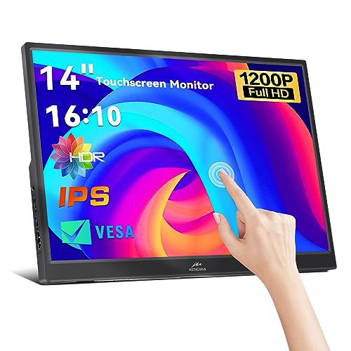 Kenowa Touchscreen Tragbarer Monitor, 14 Zoll Portable Monitor IPS Bildschirm PC 16:10 FHD 1920x1200P Externer Display mit USB-C,HDMI für Laptop/Computer/Mac/Raspberry pi/Xbox/PS3/PS4/Switch von Kenowa