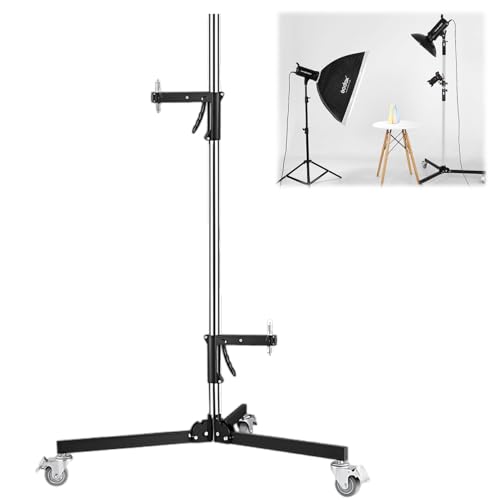 Lichtstativ mit Rollen, Stativständer aus Edelstahl - Verstellbarer 72,5-240cm, Lampenstativ mit 1/4 to 3/8 Universal Screw,für Ringlicht, Stroboskoplicht, Softbox Usw,max. Belastung 15kg Lichtstativ mit Rollen, Stativständer aus Edelstahl - Verstellbarer 72,5-240cm, Lampenstativ mit 1/4 to 3/8 Universal Screw,für Ringlicht, Stroboskoplicht, Softbox Usw,max. Belastung 15kg von Kensbro