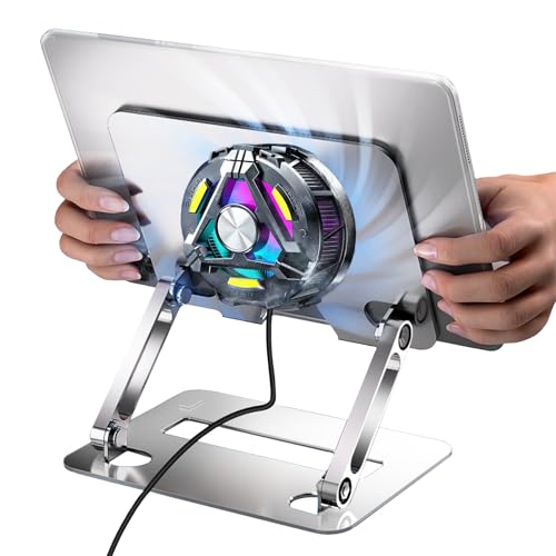 Tablet Kühler mit Halterung 25W, Magnetischer Tablet Kühler für iPad/Phone/Laptop/PC, Handy Kühler Magnet mit Drei Temperaturen Einstellbar, Tablet Kühler für Gaming, Verstellbare Tablet Ständer von Kensbro