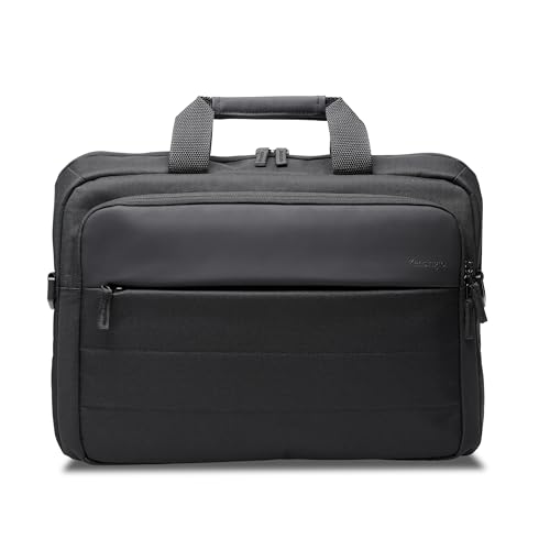 Kensington EQ 16"-Laptoptasche, mit gepolsterten Riemen und Fächern, Klappdesign, gefertigt aus 23 Kunststoffflaschen - für Laptops bis 16 Zoll (auch 15,6 Zoll Notebooks) (K60390WW) von Kensington