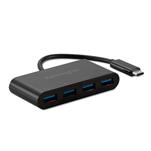 Kensington CH1200 USB-C 4 Port USB Hub 10Gbps, Hochgeschwindigkeits-USB-C-Splitter mit 10 Gbps zum Anschluss von bis zu 4 USB-A-Geräten an einen USB-C-Port, K33616WW von Kensington
