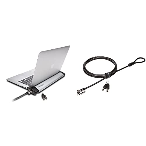 Kensington K64453WW Laptop-Locking Station 2.0 mit MicroSaver 2.0 Silber/Schwarz & MicroSaver 2.0 Laptopschloss, Karbonstahlkabel 1,8 m lang, K65020EU von Kensington