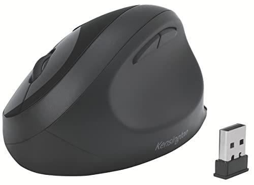 Kensington Kabellose ergonomische Maus, Wireless Pro Fit Ergo Computermaus für Laptop, Desktop, PC und Gaming, mit 2.4G USB oder Bluetooth Verbindung, 3 DPI Einstellungen & 5 Tasten, Schwarz, K75404EU von Kensington