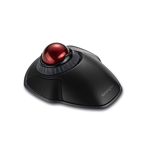 Kensington Orbit kabelloser Trackball mit Scrollring, professionelle Maus mit Bluetooth, (2,4 GHz kabellos), optisches Tracking & AES-Verschlüsselung, Links- oder Rechtshänder, Schwarz/Rot, K70992WW von Kensington