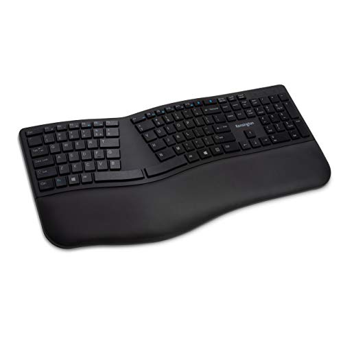 Kensington Pro Fit Ergo Kabellose Tastatur, Deutsche QWERTZ-Tastaturbelegung, Duale 2,4 GHz- und Bluetooth 4.2-Technologie, Kompatibel mit Chrome OS, macOS und Windows, K75401DE, Schwarz von Kensington