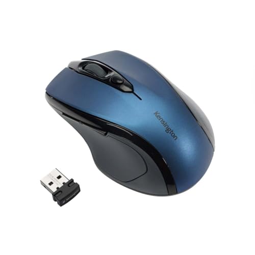 Kensington ProFit Kabellose Maus, Mittlelgroß, Optische 5-Tasten Funkmaus mit ergonomischer Form für Rechtshänder und Plug & Play Betrieb - Kompatibel mit Windows & MacOS, Blau, K72421WW von Kensington