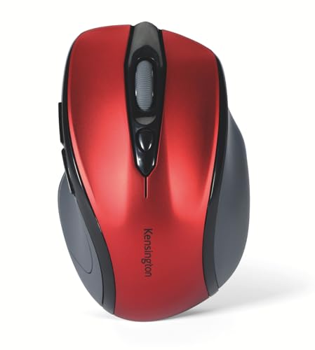 Kensington ProFit Kabellose Maus, Mittlelgroß, Optische 5-Tasten Funkmaus mit ergonomischer Form für Rechtshänder und Plug & Play Betrieb - Kompatibel mit Windows & MacOS, Rot, K72422WW von Kensington