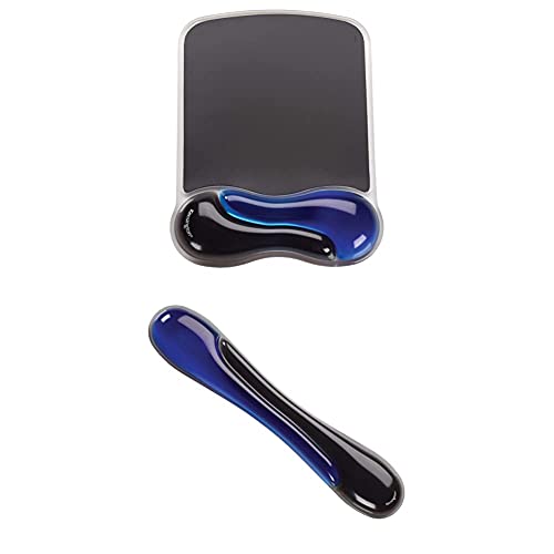 Kensington Set ergonomisches Mauspad und Handgelenkauflage für Tastaturen, 2-teiliges Set, Ergonomisches Gel Mauspad für Laser- & optische Mäuse und Gel Auflage für Standard-Tastaturen, Blau/Schwarz von Kensington