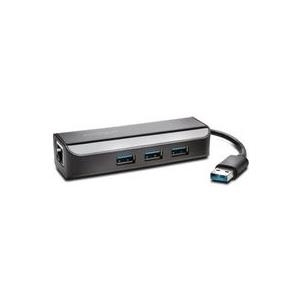 Kensington UA3000E - Netzwerkadapter - USB 3.0 - Gigabit Ethernet x 1 + USB 3.0 x 3 - Schwarz von Kensington