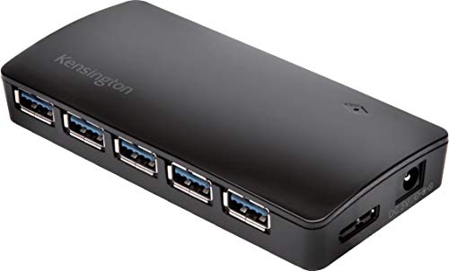 Kensington USB 3.0 Hub mit 7 Anschlüssen, Übertragungsgeschwindigkeit bis 5 Gbit/s - 4A Ladefunktion für Smartphones und Tablets, Plug-and-Play, HP, Dell, Windows, Macbook, K39123EU von Kensington