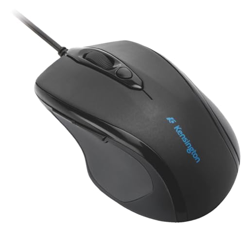 Kensington kabelgebundene ergonomische Mid-Size-Maus, Pro Fit Computermaus mit Kabel für Laptop, Desktop und Gaming, USB 3.0 Verbindung und Scrollrad, Für PC, Mac und Chromebook, Schwarz, K72355EU von Kensington