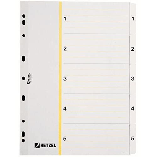 Rexel Index Digital 1 – 5 Mylar – Trennblätter, Aufschrift (weiß, A4, 222 mm, 298 mm, 8 mm) von Kensington