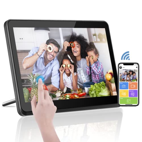 WiFi Digitaler Bilderrahmen, Touchscreen 1920x1080P Elektronischer Fotorahmen 8 Zoll mit 16 GB Speicher, Fotos und Videos sofort per APP teilen, Automatischer Drehung, Einstellbarer Helligkeit von Kenuo