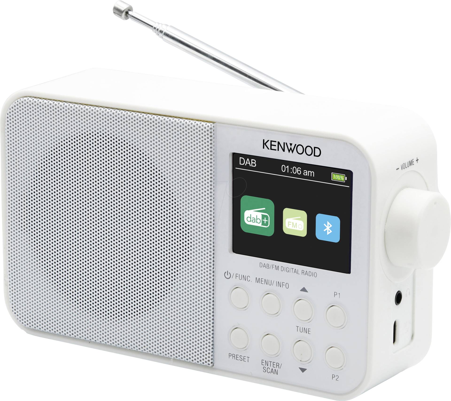 KW CR-M30DAB-W - DAB+/UKW Radio, TFT-Display, Bluetooth, Akku von Kenwood